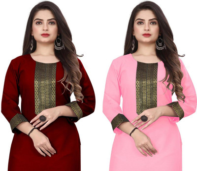 HF HOLYDAY FASHION Women Embellished Pathani Kurta(Maroon, Pink)
