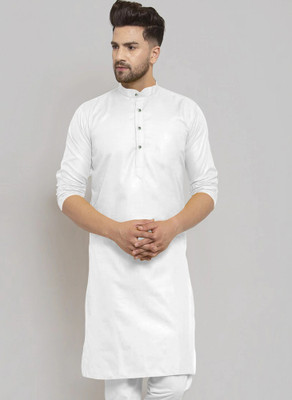 JENJEE Men Solid Straight Kurta(White)