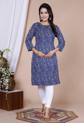 KL Collection Women Self Design Straight Kurta(Blue)