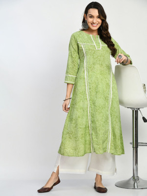 VOGUE BY AVANTIKA Women Dyed/Ombre A-line Kurta(Green)
