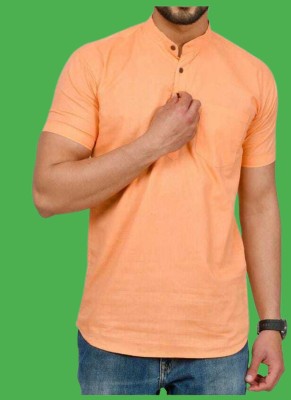 Wickster Men Solid Straight Kurta(Orange)