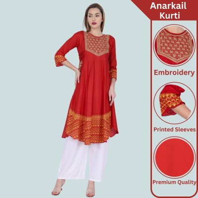 RK Costing Women Embroidered Anarkali Kurta(Red)