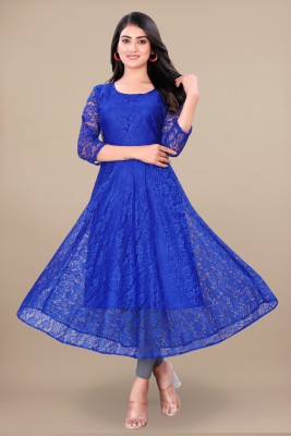 Shree Guru Fashion Mart Women Printed Anarkali Kurta(Blue)