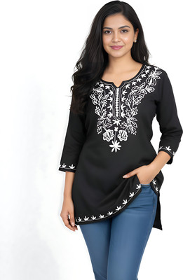 Ashufa fashion Women Embroidered Ethnic Dress Kurta(Black)
