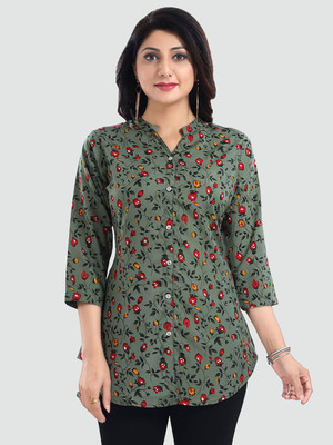 Saree Swarg Women Floral Print A-line Kurta(Green)