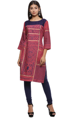 Cloth Stories Women Printed Straight Kurta(Red)