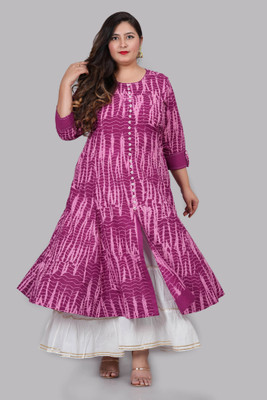 Yash Gallery Women Printed Anarkali Kurta(Purple)