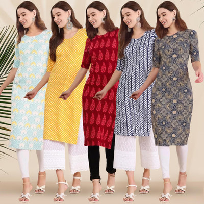 1 Stop Fashion Women Printed A-line Kurta(Multicolor)