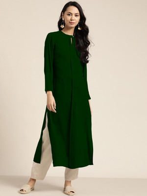 Nitya Priya Women Solid A-line Kurta(Dark Green)