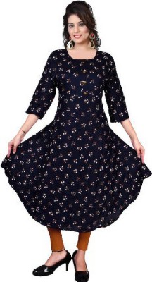 Tarunprints Women Printed A-line Kurta(Black)