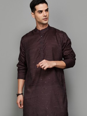 Melange by Lifestyle Men Printed A-line Kurta(Maroon, Gold)