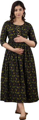 Tanvik Women Floral Print Anarkali Kurta(Light Green, Pink, Black)