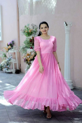 FIRAA ENTERPRISE Anarkali Gown(Pink)