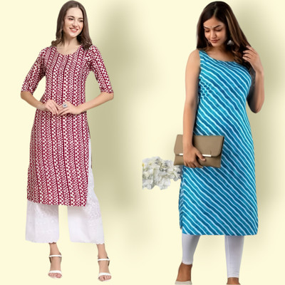 HouseOfCommon Women Printed, Striped Straight Kurta(Multicolor)