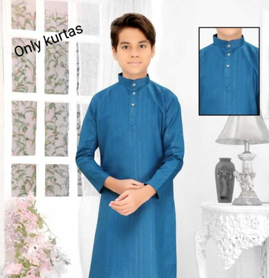 creatiomrkhatri Boys Solid A-line Kurta(Dark Green)