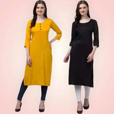 Coft Women Solid Straight Kurta(Multicolor)