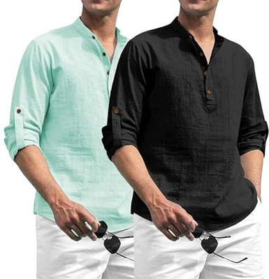 Vimal Star Men Solid A-line Kurta(Beige, Black)