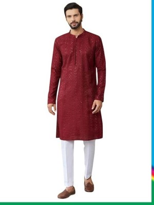 Milleys Men Embroidered Straight Kurta(Multicolor)