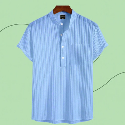 Look Trendy Men Solid Straight Kurta(Light Blue)