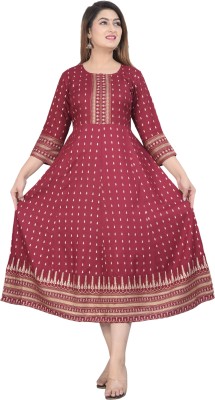 Jk fashion Women Printed Anarkali Kurta(Maroon)