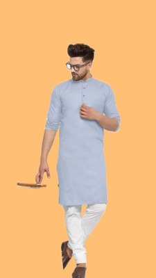 VINAARI Men Solid A-line Kurta(Grey)