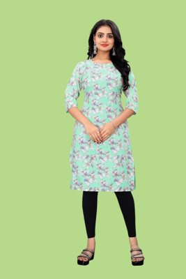 Tulsii Fab Women Printed Anarkali Kurta(Light Green)