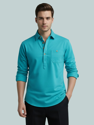 Vida Loca Men Solid A-line Kurta(Brown)