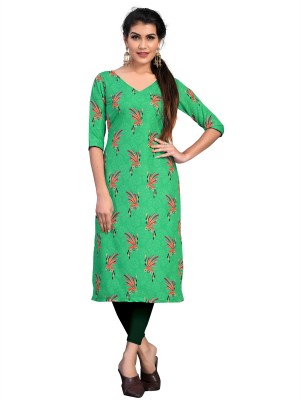 maruti fab Women Striped Straight Kurta(Light Green)