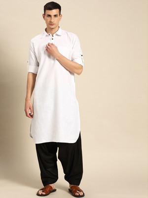 Rajubhai Hargovindas Men Solid Straight Kurta(White)