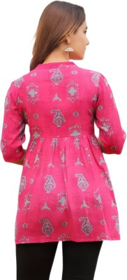 SHREE SHYAM FASHION Women Printed Flared Kurta(Pink)