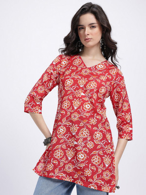 Anouk Rustic Women Printed Straight Kurta(Red)