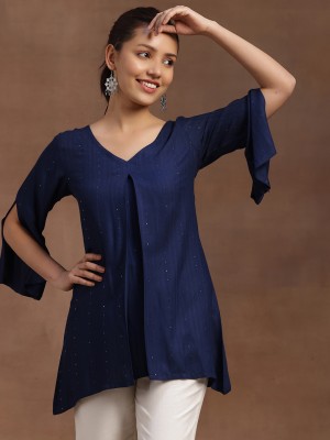 LIBAS Women Solid A-line Kurta(Blue)