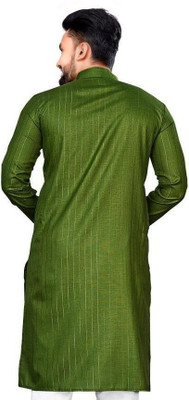 Krudha Men Solid Straight Kurta(Green)