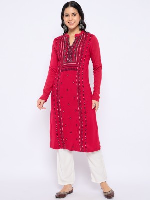 VIAZAA Women Woven Design A-line Kurta(Pink)