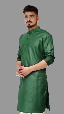 Anuj Fashion Men Solid A-line Kurta(Dark Green)