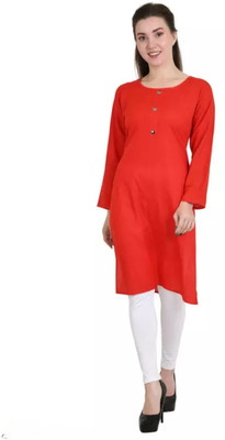 DOZZER Women Solid A-line Kurta(Red)