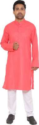 SRF GARMENTS Men Solid Straight Kurta(Pink)