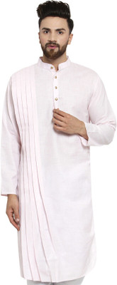 JS COLLECTION Men Solid Straight Kurta(Pink)