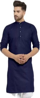 Anuj Fashion Men Solid A-line Kurta(Dark Blue)