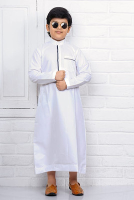 Sharma Fashion Show Boys Solid Kaftan Kurta(White)