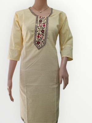 Josh Women Embroidered Straight Kurta(Beige)