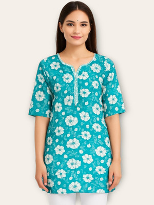 PP Clothing Women Embroidered Straight Kurta(Blue)