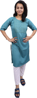 PickCell Women Embroidered Ethnic Dress Kurta(Blue)