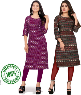 MIROSELLY CREATION Women Printed A-line Kurta(Brown)