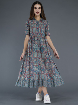 DEON Women Printed A-line Kurta(Multicolor)