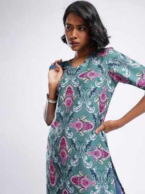 Anouk Rustic Women Printed Straight Kurta(Multicolor)