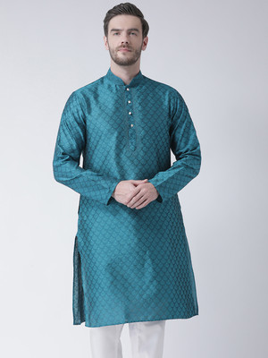 SG LEMAN Men Self Design Straight Kurta(Light Blue)