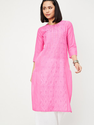 MAX Women Printed A-line Kurta(Pink)