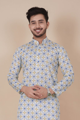 HouseOfCommon Men Embroidered A-line Kurta(Multicolor)