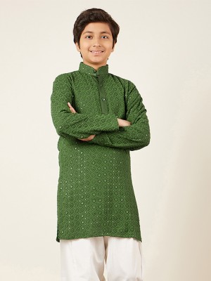 AJ Dezines Boys Embroidered Pathani Kurta(Green)